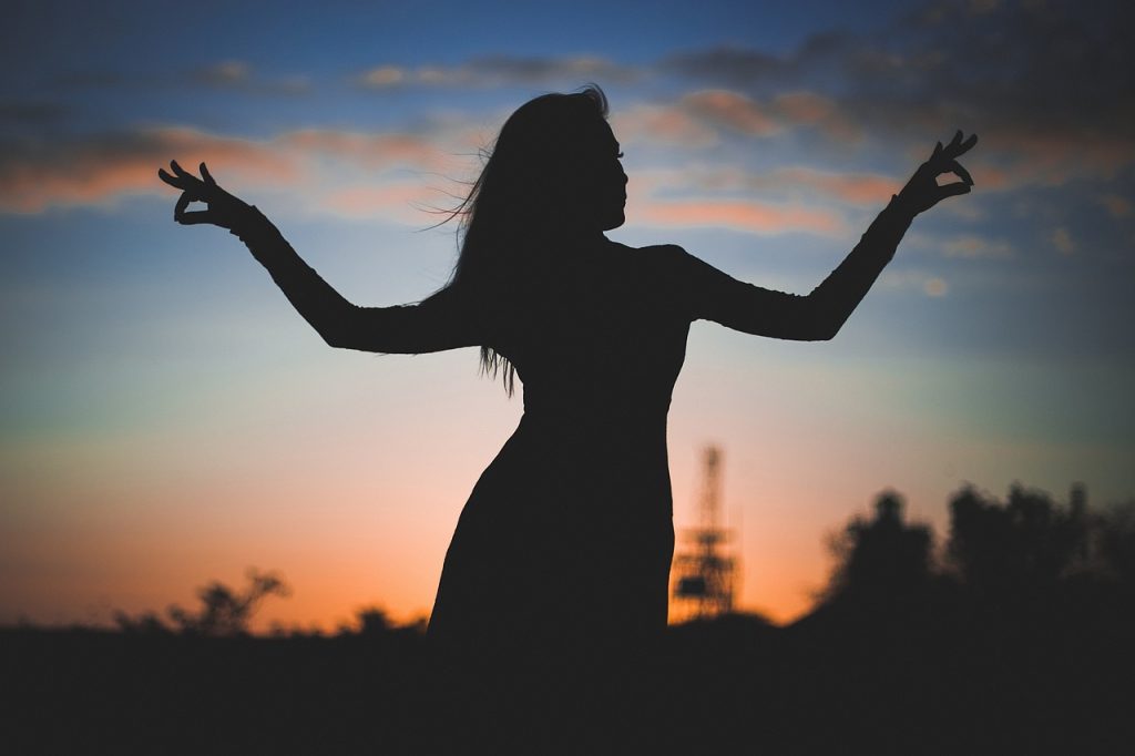 Silhouette, Frau, Sonnenuntergang